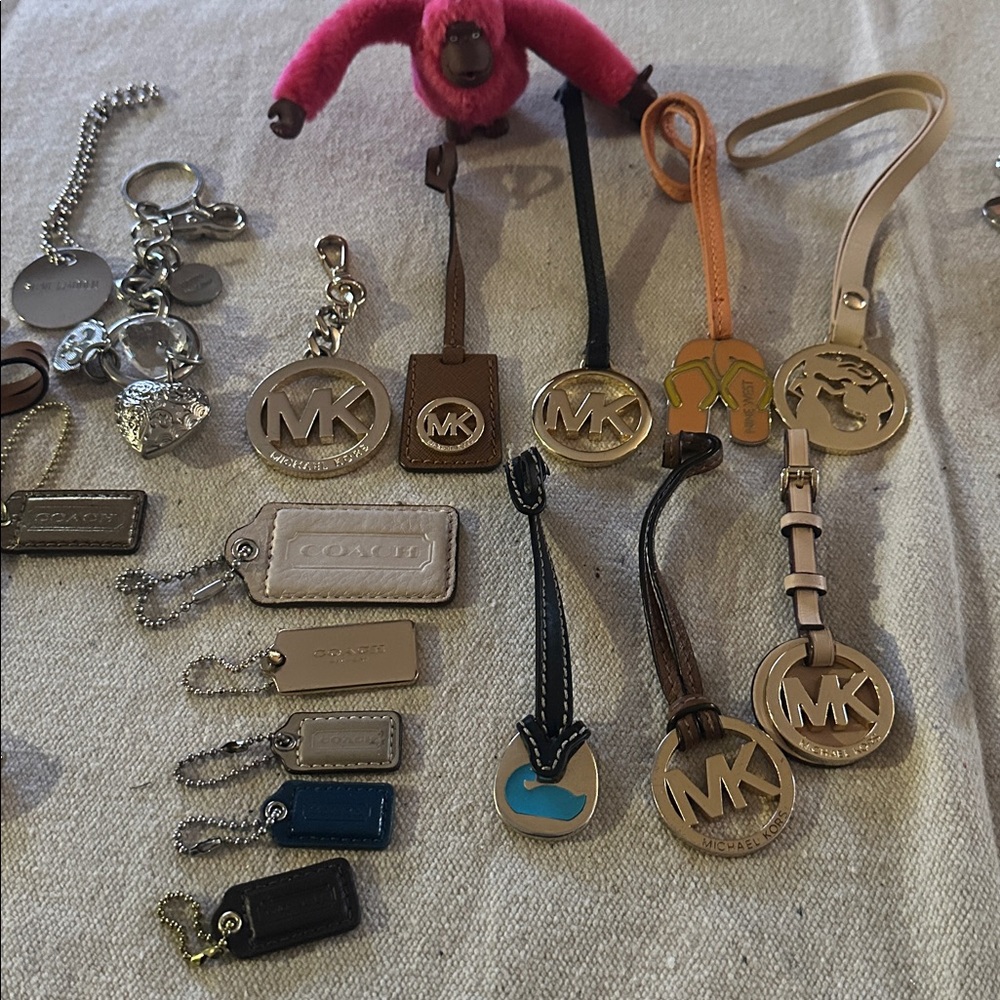 Coach Michael Kors Kipling monkey & others Hang Tags Purse Charms Lot